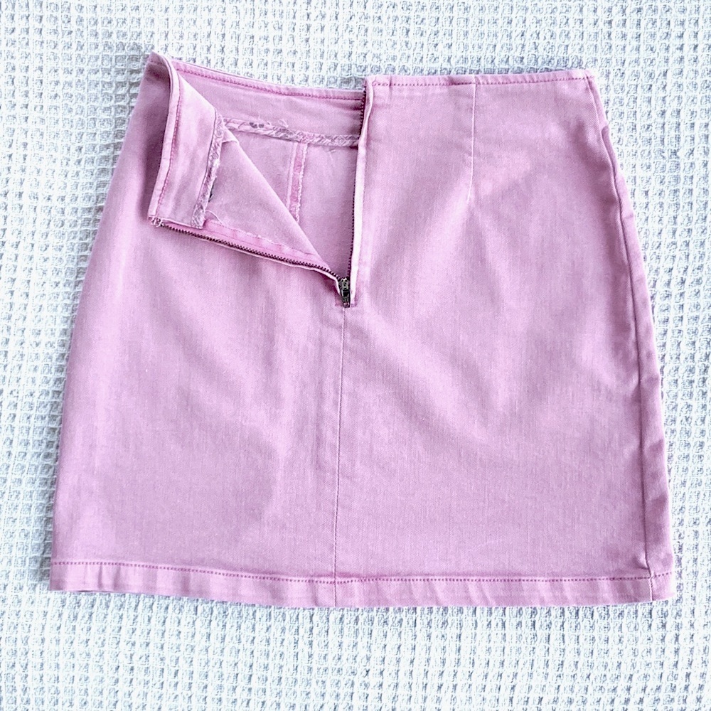 🌸 Pink high waisted mini pencil skirt. Retro/y2k style W slit, Sz small - Picture 2 of 3